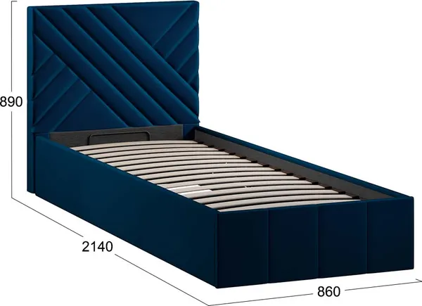 Изображение товара Односпальная кровать ТриЯ Дэлли с ПМ 800 Тип 1  (велюр Confetti Blue)