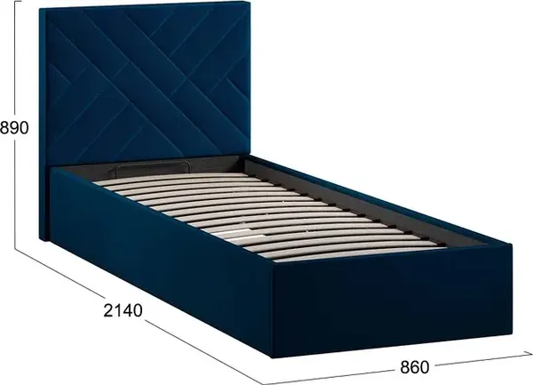 Изображение товара Односпальная кровать ТриЯ Кевия с ПМ 800 Тип 1  (велюр Confetti Blue)
