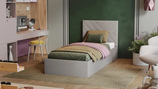 Изображение товара Односпальная кровать ТриЯ Кевия с ПМ 800 Тип 1  (велюр Confetti Silver)