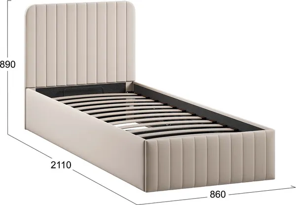 Изображение товара Односпальная кровать ТриЯ Шелли с ПМ 800 Тип 1  (велюр Confetti Cream)