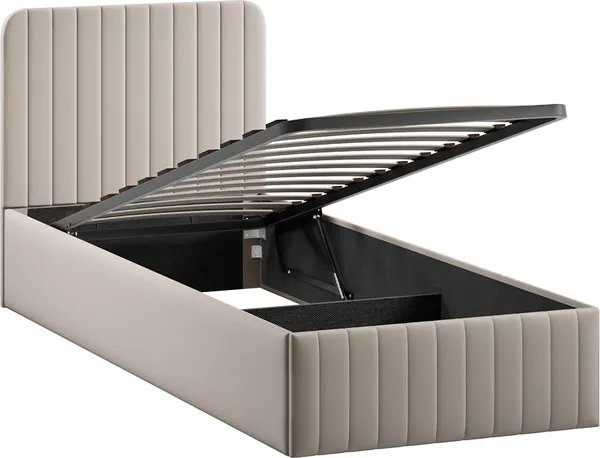 Изображение товара Односпальная кровать ТриЯ Шелли с ПМ 800 Тип 1  (велюр Confetti Smoke)