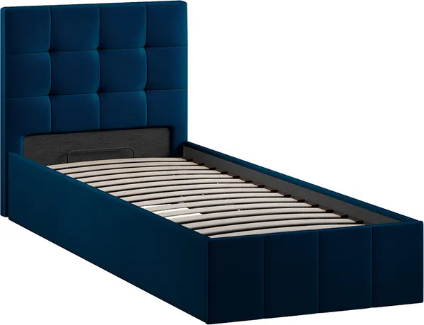 Изображение товара Односпальная кровать ТриЯ Эмма с ПМ 800 Тип 1  (велюр Confetti Blue)