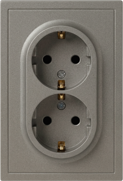 Розетка ЭРА Galaxy 15-2104-07 2X2P+E Schuko 16А-250В IP20 / Б0070689 (титан) — фото 3