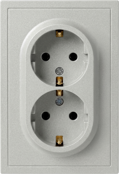 Розетка ЭРА Galaxy 15-2105-03 2X2P+E Schuko IP20 16А-250В / Б0070701 (алюминий) — фото 3