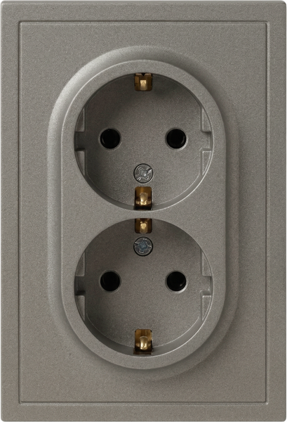 Розетка ЭРА Galaxy 15-2105-07 2X2P+E Schuko IP20 16А-250В / Б0070709 (титан) — фото 3