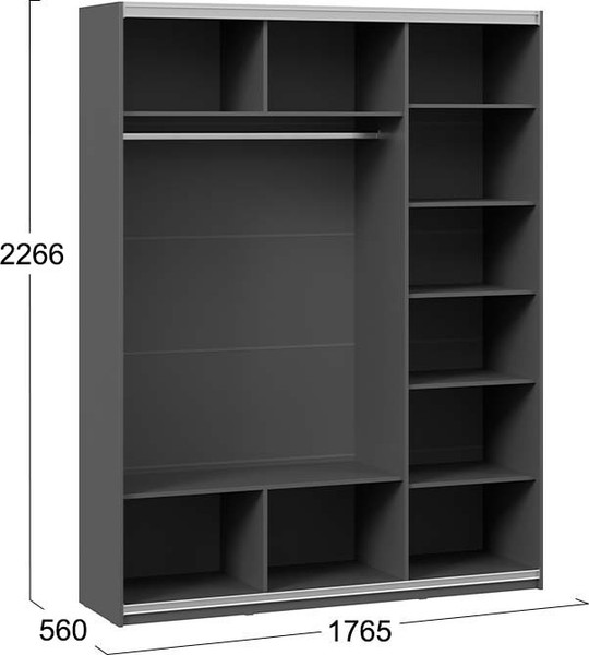 Изображение товара Шкаф-купе ТриЯ Оскар Тип 2 Тиффани Т2 1800 с 3 глухими дверями  (ручка черная/серый графит/графит матовый)