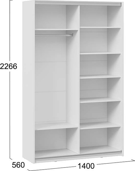 Изображение товара Шкаф-купе ТриЯ Оскар Тип 2 Хилтон Т2 1400 с 1 глухой и 1 зеркальной дверями (ручка белая/белый снег/белый матовый)