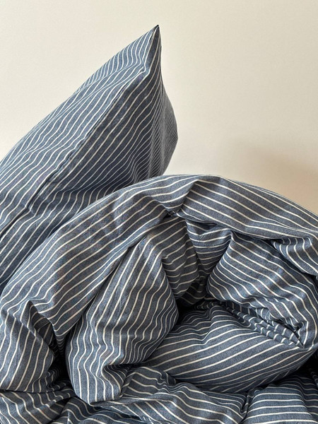 Изображение товара Комплект постельного белья Царство сновидений 2сп Вареный хлопок Полоса джинс / 150-0655