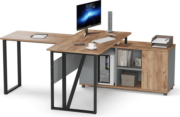 Изображение товара Письменный стол Arvento Vavilon 160x200 (дуб крафт золотой/серый/черный)