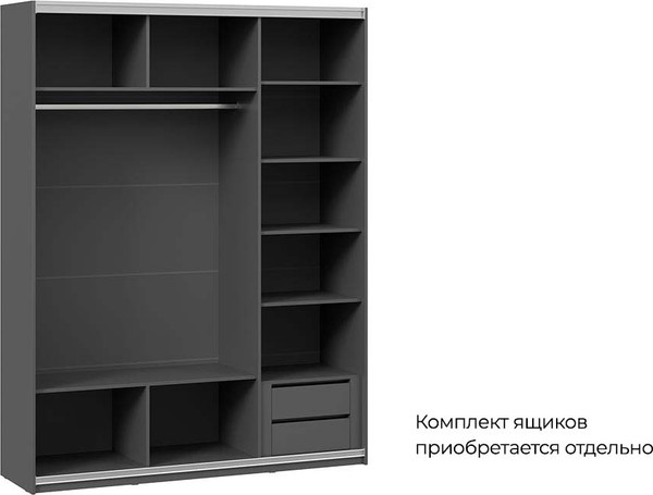 Изображение товара Шкаф-купе ТриЯ Оскар Тип 2 Т2 1800 с 3 зеркальными дверями (ручка черная/серый графит)