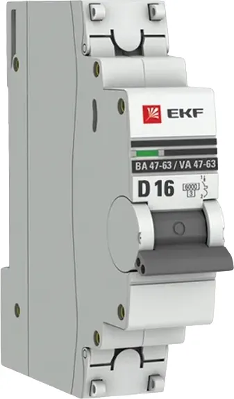 Изображение товара Выключатель автоматический EKF 1P 16А (D) 6кА ВА 47-63 / mcb4763-6-1-16D-pro