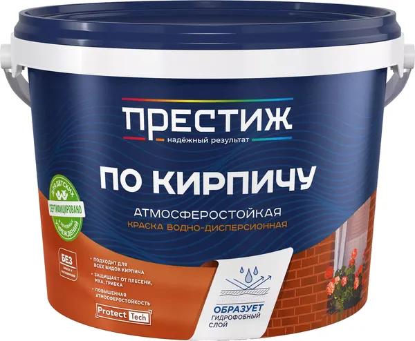 Изображение товара Краска ПРЕСТИЖ Акриловая ВД по кирпичу (2.4кг, красно-коричневый)