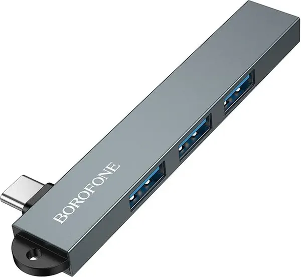 Изображение товара USB-хаб Borofone FH1A 4в1 Type-C - USB2.0x3+USB3.0 (серый)