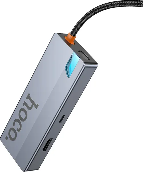 Изображение товара Док-станция для ноутбука Hoco HB51 6в1 Type-C - HDTV+RJ45+PD+USB3.0x3 (глубокий космический серый)