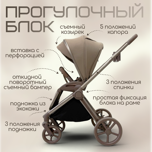 Изображение товара Детская универсальная коляска Bubago Gaudi 3в1 / BG 195-4 (тоффи)