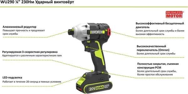 Изображение товара Винтоверт Worx WU290.1