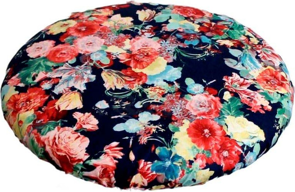 Изображение товара Подушка на стул MATEX Concept Цветы на синем / 12-467 (синий/красный/желтый)