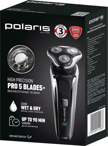 Изображение товара Электробритва Polaris PMR 0307RС (черный/хром)