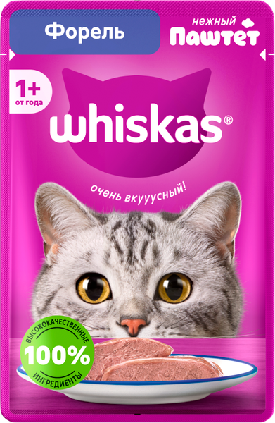 Влажный корм для кошек Whiskas паштет с добавлением форели (75г) — фото 3