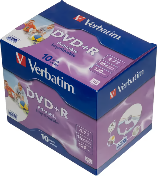 Изображение товара Набор дисков DVD-R Verbatim 4.7ГБ 16x / 43508 (10шт, Jewel Case Printable)