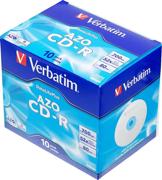 Изображение товара Набор дисков CD-R Verbatim 700МБ 52x / 43327 (10шт, Jewel Case)