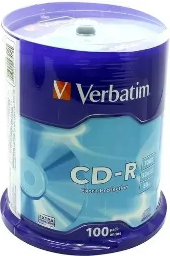 Изображение товара Набор дисков CD-R Verbatim 700МБ 52x / 43430 (100шт, Cake Box)