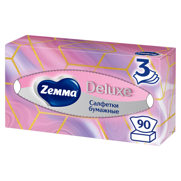 Изображение товара Бумажные салфетки Zemma Deluxe Design 3-слойные (90шт)