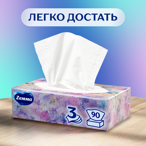 Изображение товара Бумажные салфетки Zemma Deluxe Design 3-слойные (90шт)