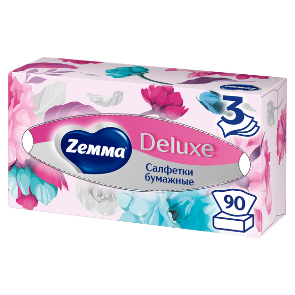 Изображение товара Бумажные салфетки Zemma Deluxe Design 3-слойные (90шт)