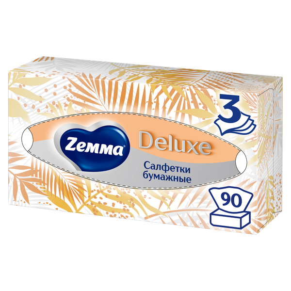 Изображение товара Бумажные салфетки Zemma Deluxe Design 3-слойные (90шт)