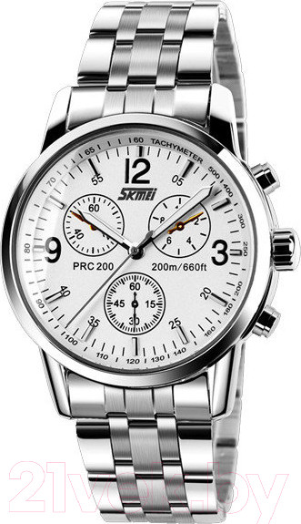 Изображение товара Часы наручные мужские Skmei 9070-3 (белый/ремешок из нержавеющей стали)