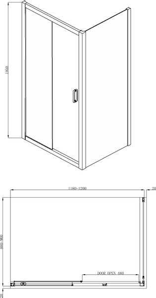Изображение товара Душевой уголок Adema Direct 120x80 (графит браш/прозрачное стекло)