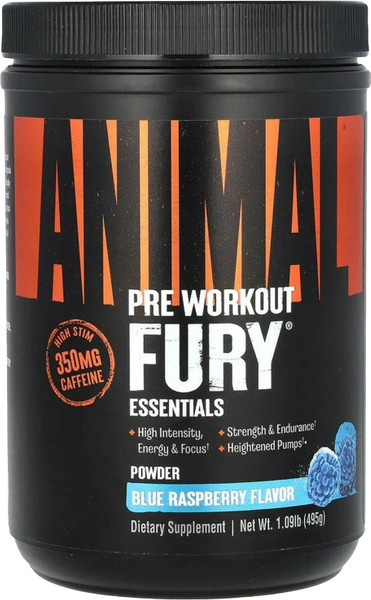 Предтренировочный комплекс Universal Nutrition Animal Fury (495г, голубая малина) — фото 3