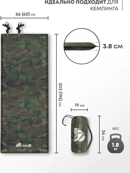 Изображение товара Туристический коврик RSP Outdoor Level 38 / M-LEV-38-CA (камуфляж)