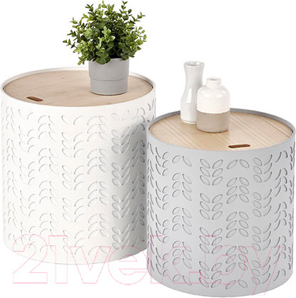 Изображение товара Комплект журнальных столиков Halmar Alba (белый матовый/серый матовый)