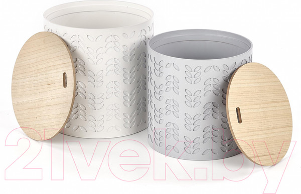 Изображение товара Комплект журнальных столиков Halmar Alba (белый матовый/серый матовый)