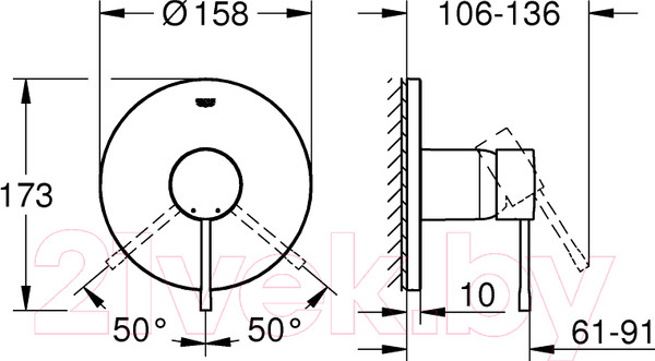 Изображение товара Внешняя часть смесителя скрытого монтажа GROHE Essence 24057001