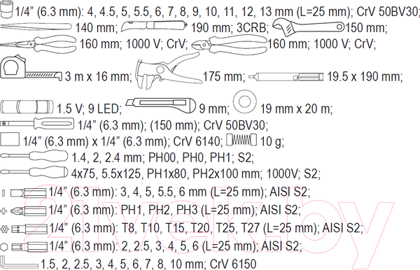 Изображение товара Универсальный набор инструментов Yato YT-39009