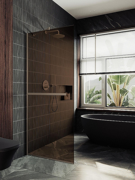 Душевая стенка MaybahGlass 79x195 / MGD-727-2у (бронзовое стекло/бронза) — фото 3