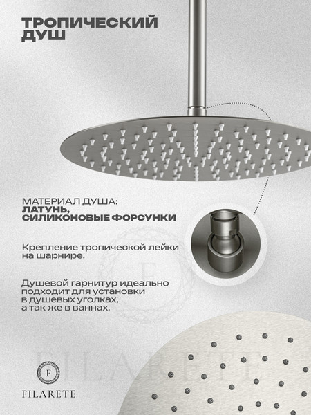 Изображение товара Душевая система со смесителем Filarete Roun FL1024NK (никель)