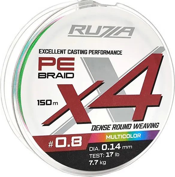Изображение товара Леска плетеная RUZZA X4 150м Multicolor 0.14мм 7.7кг/17lb / RBX4M-014