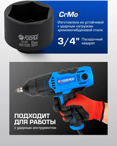 Изображение товара Головка слесарная Forsage F-46510080 (66249)