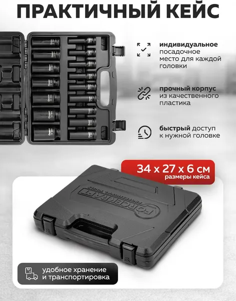 Изображение товара Набор головок слесарных ForceKraft FK-4167-BV30 (66361)