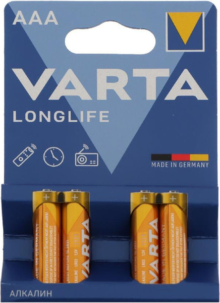 Комплект батареек Varta Longlife AAA / V04103113414 (4шт) — фото 3