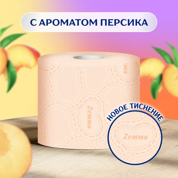 Изображение товара Туалетная бумага Zemma Deluxe Бархатистый персик 3 слоя (8рул)