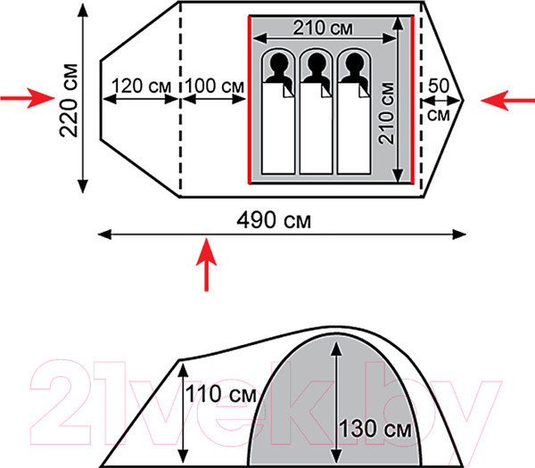 Изображение товара Палатка Tramp Cave 3 V2 / TRT-21