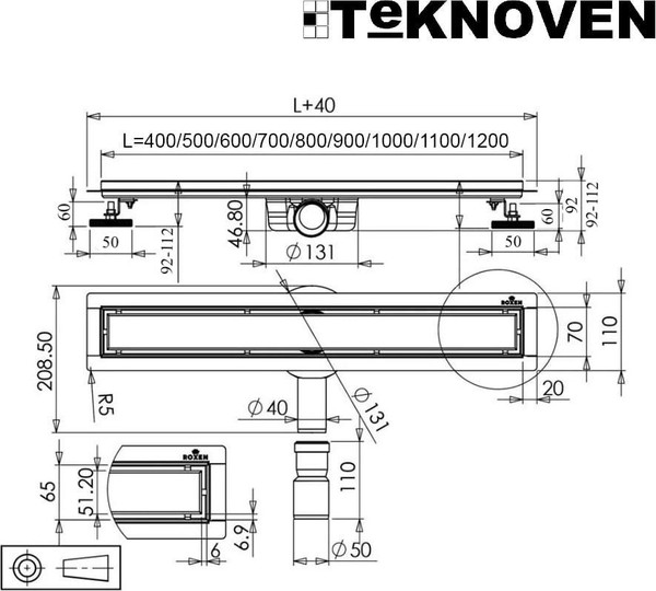 Изображение товара Трап для душа Teknoven TN7D50CH 500x70 (хром)
