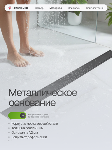 Изображение товара Трап для душа Teknoven TN7D80CZ 800x70 (черный)