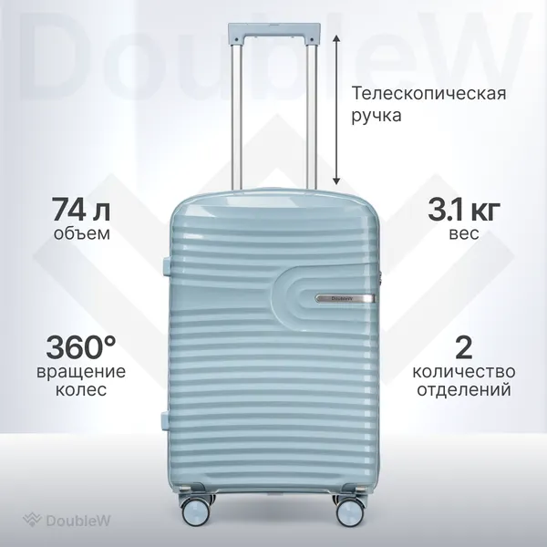 Изображение товара Чемодан на колесах DoubleW Tero (M, голубой)