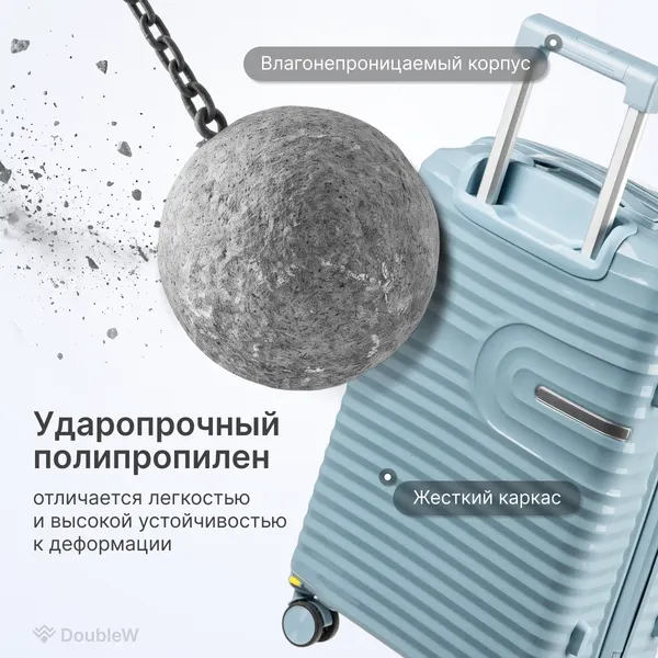 Изображение товара Чемодан на колесах DoubleW Tero (M, голубой)
